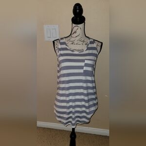 Striped Gray and White Women's Tank Top